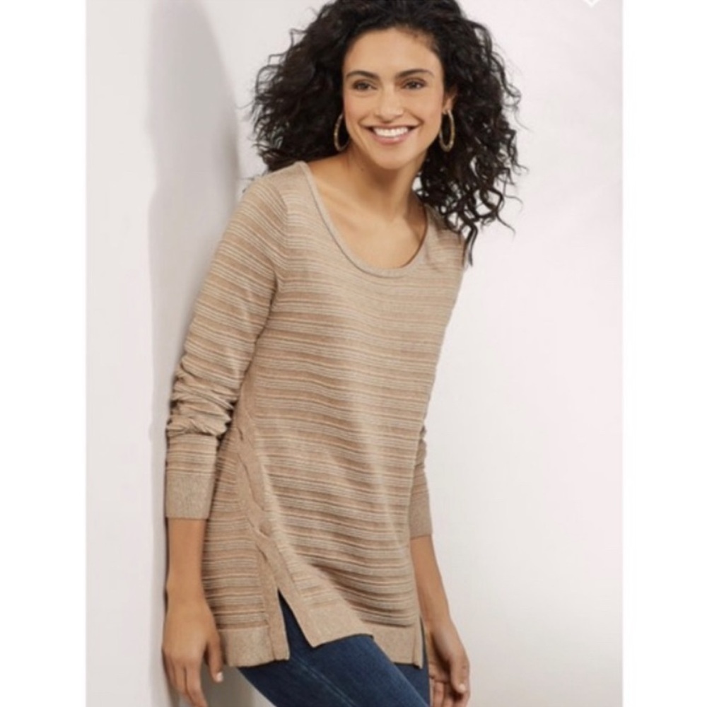 Soft Surroundings Cotton Knit With A Twist Sweater